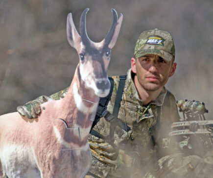 Hunter with antelope decoy
